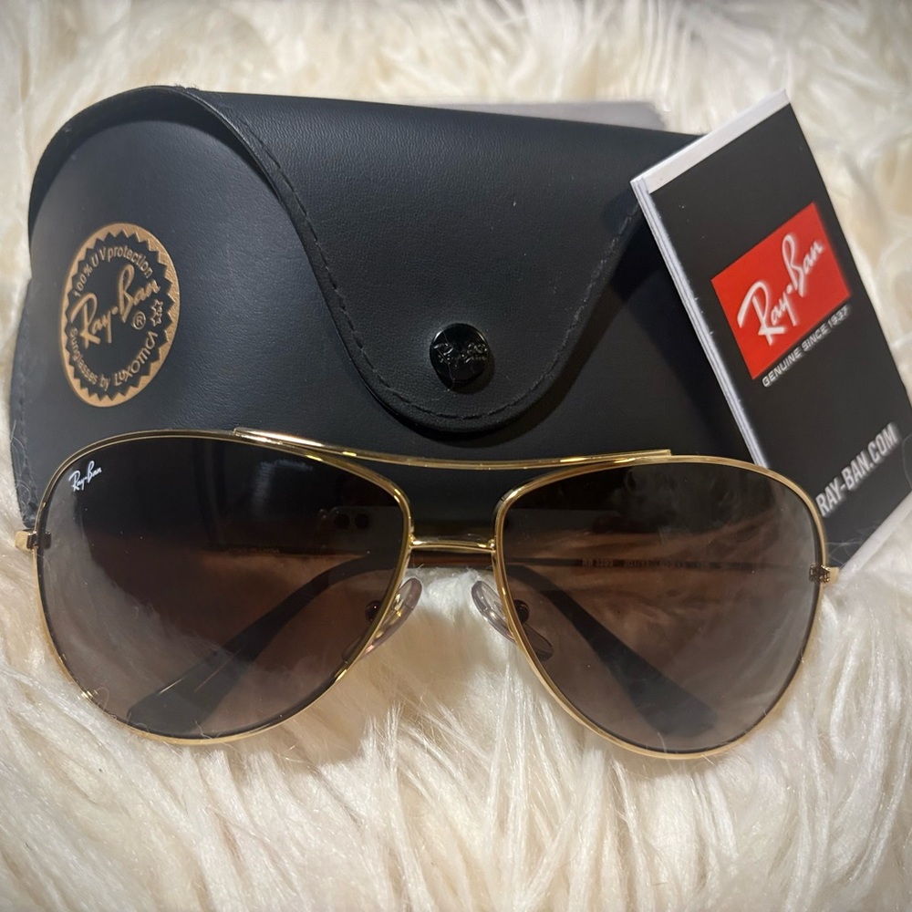 Ray-Ban Gold Frame Sunglasses with Black Case